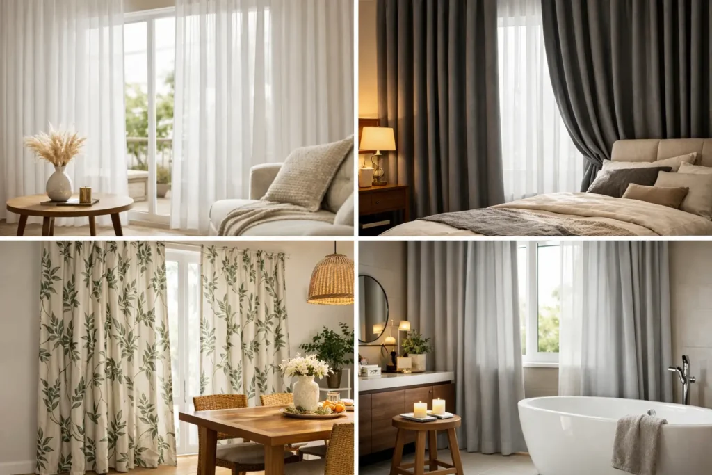 Cortinas decorativas para cada ambiente da casa